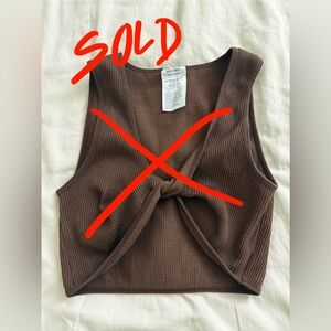 Cotton On Rib Knit Front Twist Crop Top - Brown, Size XS